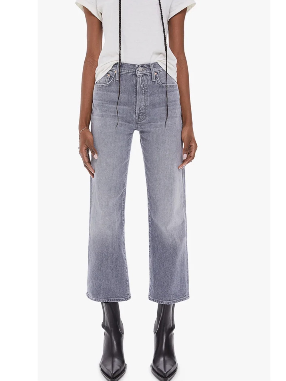 MOTHER The Rambler Ankle Jeans 28 Uncommon Ground Gray Straight Leg - Picture 2 of 16